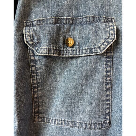 Wrangler Men’s Denim Button-Down Shirt 3XL Blue Stretch Chambray Western Casual - Picture 5 of 11